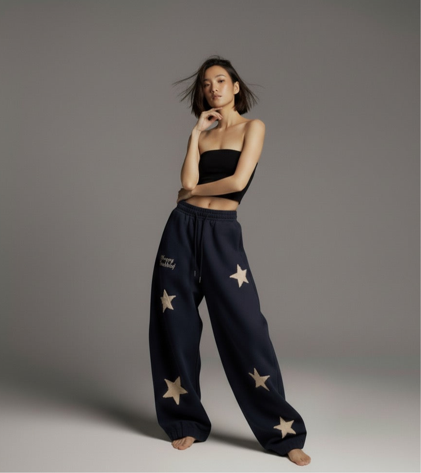 Retro street dance loose hanging feeling curved knife wide leg pants