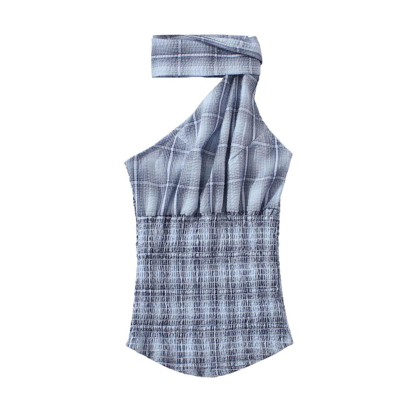 Women's Clothing INS Halter Plaid Top + Skirt Set