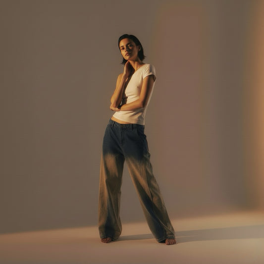 Gradient deconstruction curved knife jeans for men