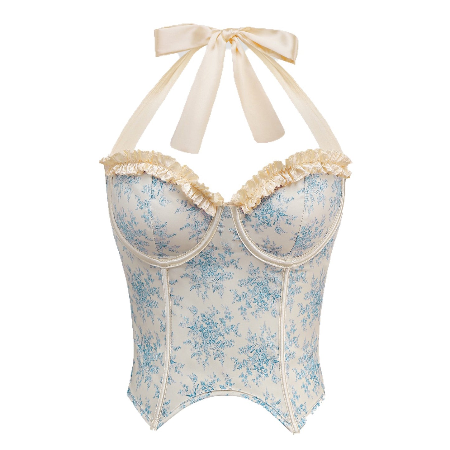 Printed fungus edge sexy spicy girl hanging neck tie waist waistband vest