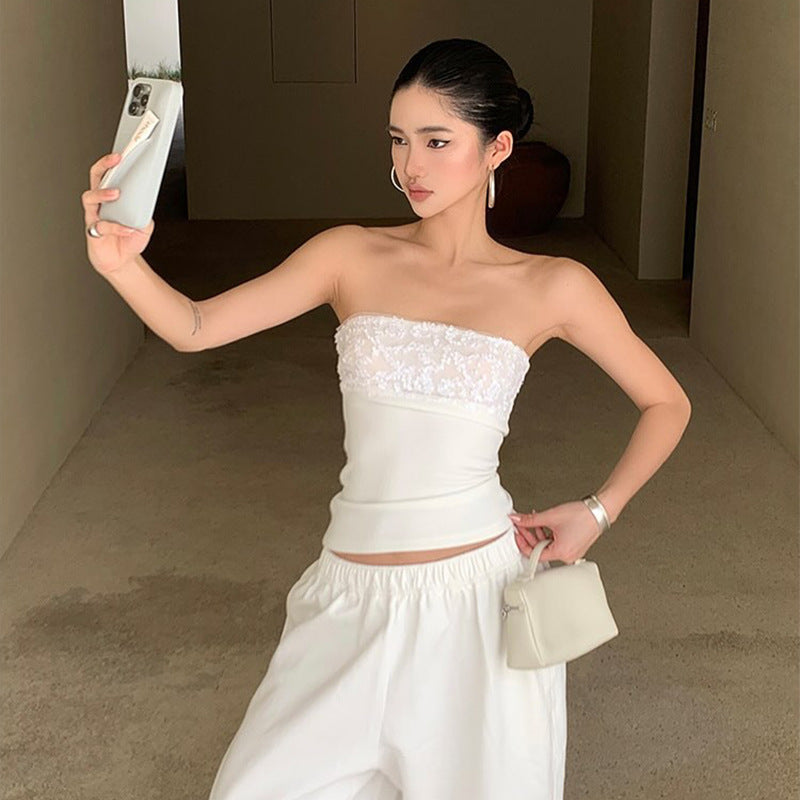Strapless sleeveless slim fit top for women