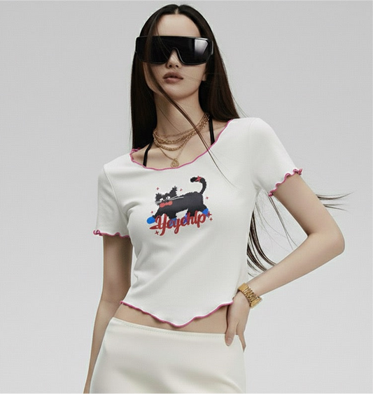 Short Sleeve T-Shirt Women Short Slim Fit Versatile Sweet and Spicy Top