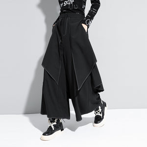 Women's New Casual Pants Fake Two White Line Trousers Loose Large Size Street Trend Brand Wide Leg Pants