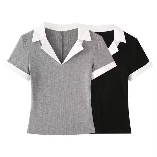 V-Neck Short Sleeve Slim T-Shirt