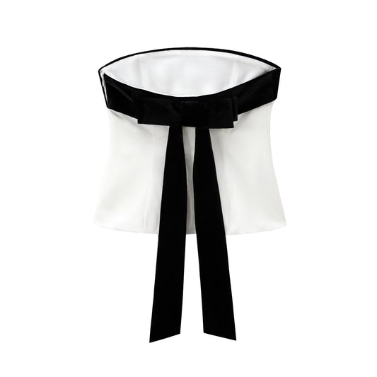Women's Clothing INS Internet Celebrity Design Sense Personality Bow Decorative Tube Top