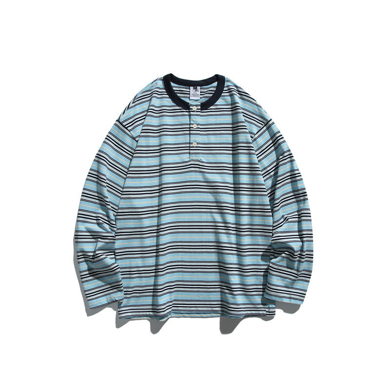 Loose Striped Long Sleeve T-Shirt Unisex Casual Sweatshirt