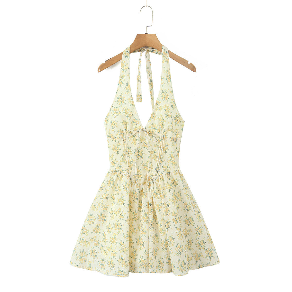 Elegant Floral Print Bow Tie Strapless Short Dress