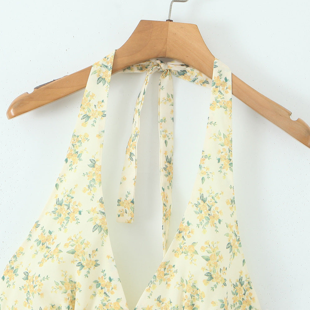 Elegant Floral Print Bow Tie Strapless Short Dress