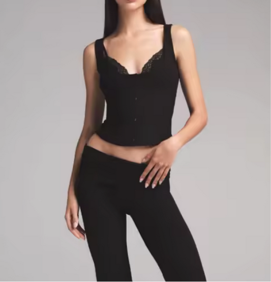 Sexy and Slim Lace Splicing Top