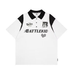 Short sleeved polo shirt men's color blocked couple T-shirt