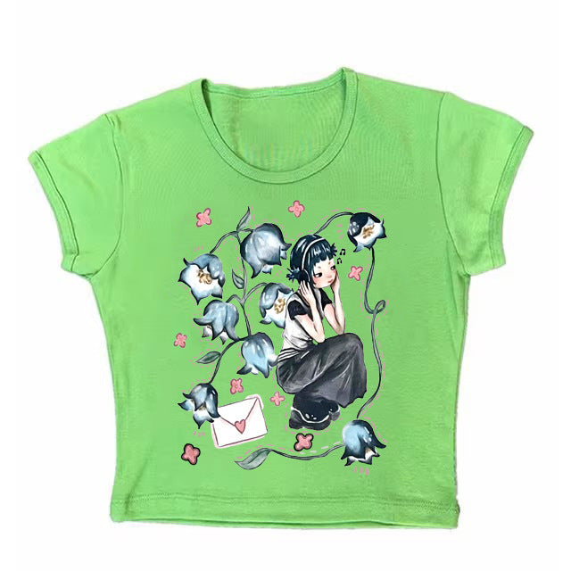 Short Sleeve Round Neck Printed Slim Fit
