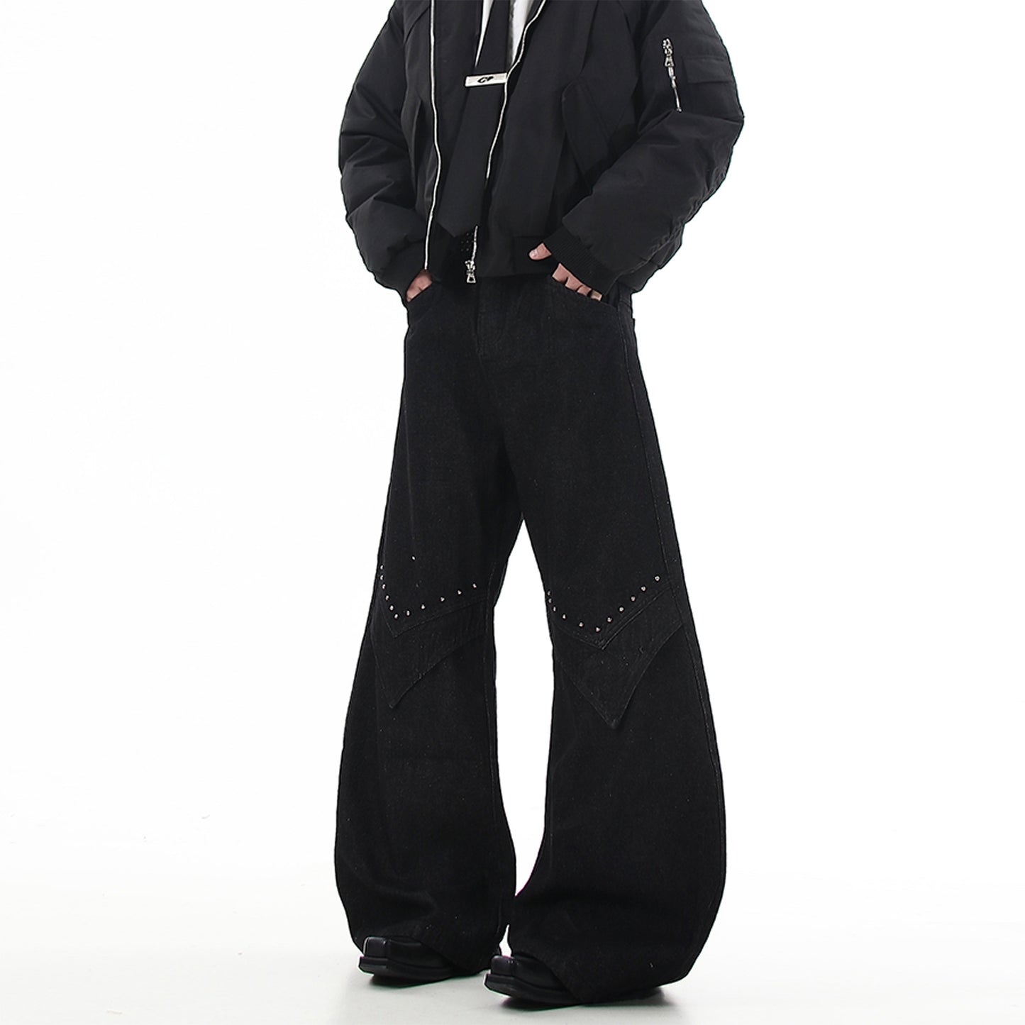 Bent knife denim straight tube slightly flared Vibe pants