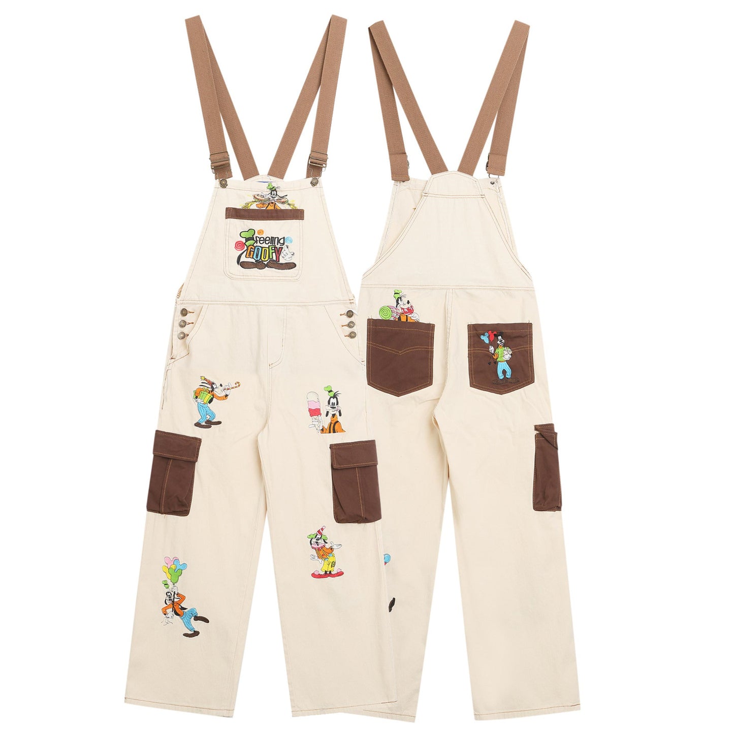 Cartoon embroidered overalls casual pants