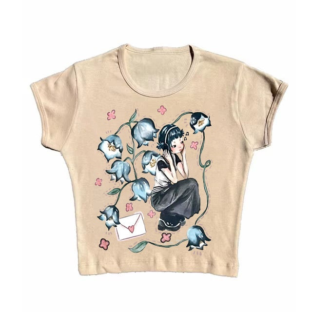 Short Sleeve Round Neck Printed Slim Fit