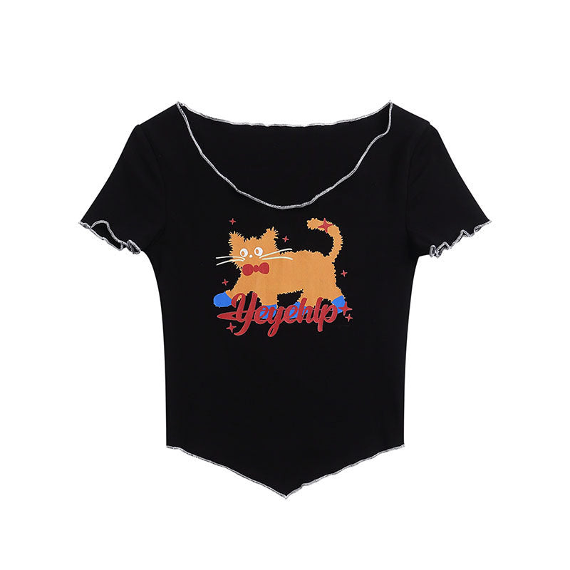 Short Sleeve T-Shirt Women Short Slim Fit Versatile Sweet and Spicy Top