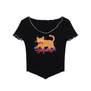 Short Sleeve T-Shirt Women Short Slim Fit Versatile Sweet and Spicy Top