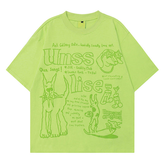 Short Sleeve T-Shirt Unisex Summer Loose Fit Couple Half Sleeve