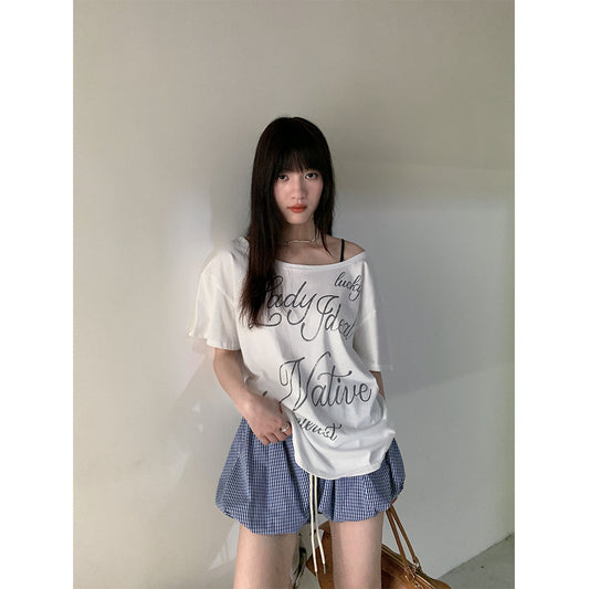 Plaid Bubble Shorts for Women with Adjustable Drawstring Waistband and Casual Style