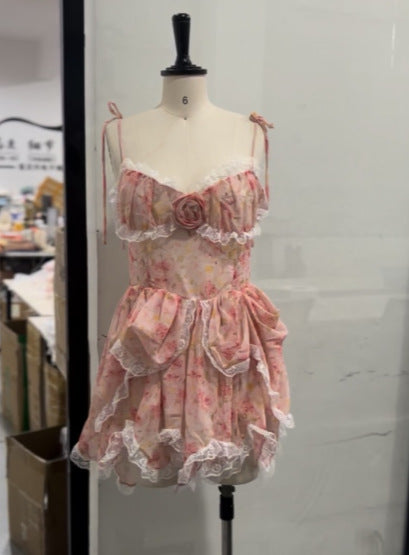 Sexy Strapless Irregular Hem Printed Dress