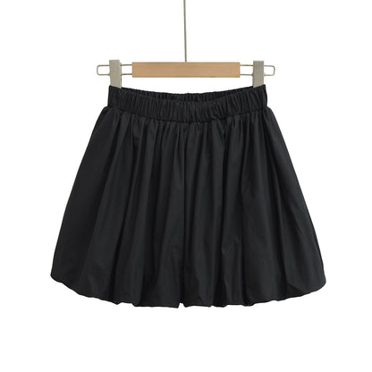 Folded midi skirt lantern skirt