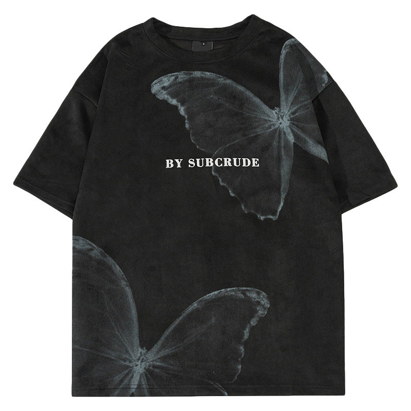 Men's Letter Print Oversize  Unique Couple Short Sleeve T-Shirt