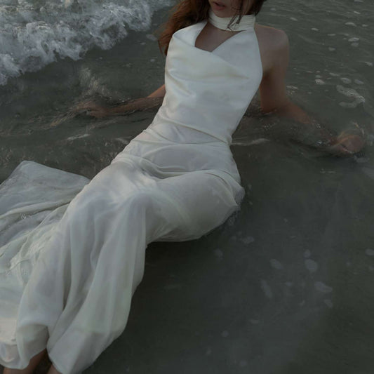 V-neck Charm Halter Dress Summer New Slim Long Dress Backless