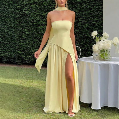 Women's  Slit Dress Fashionable Sexy Backless High Slit Long Dress