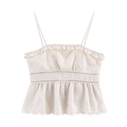 Embroidered short suspender+Embroidered skirt set for women