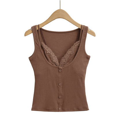 Sexy and Slim Lace Splicing Top