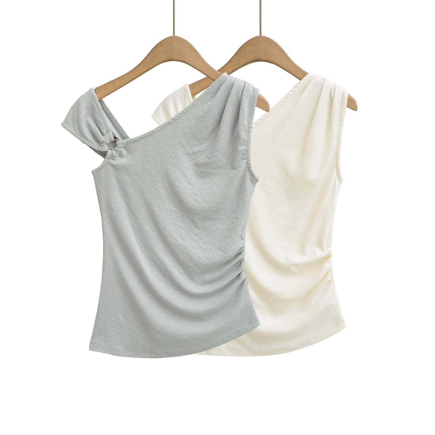 Slim Fit Irregular One-Shoulder Knit Tank Top