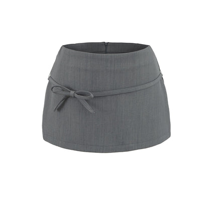 Elastic Waist Tie Belt Butterfly Knot Lined Pencil Skirt