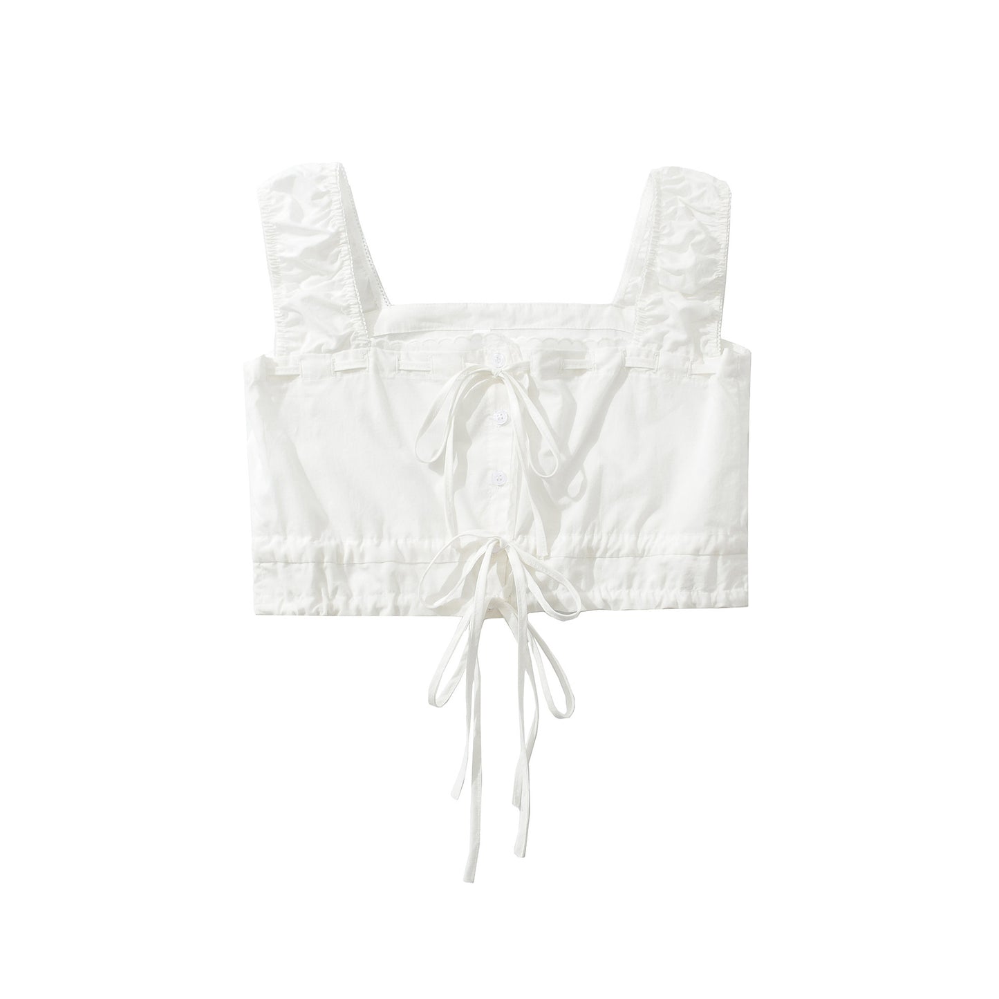 Women's Clothing Lace Trim Bow Drawstring Top + Short Skirt Pants