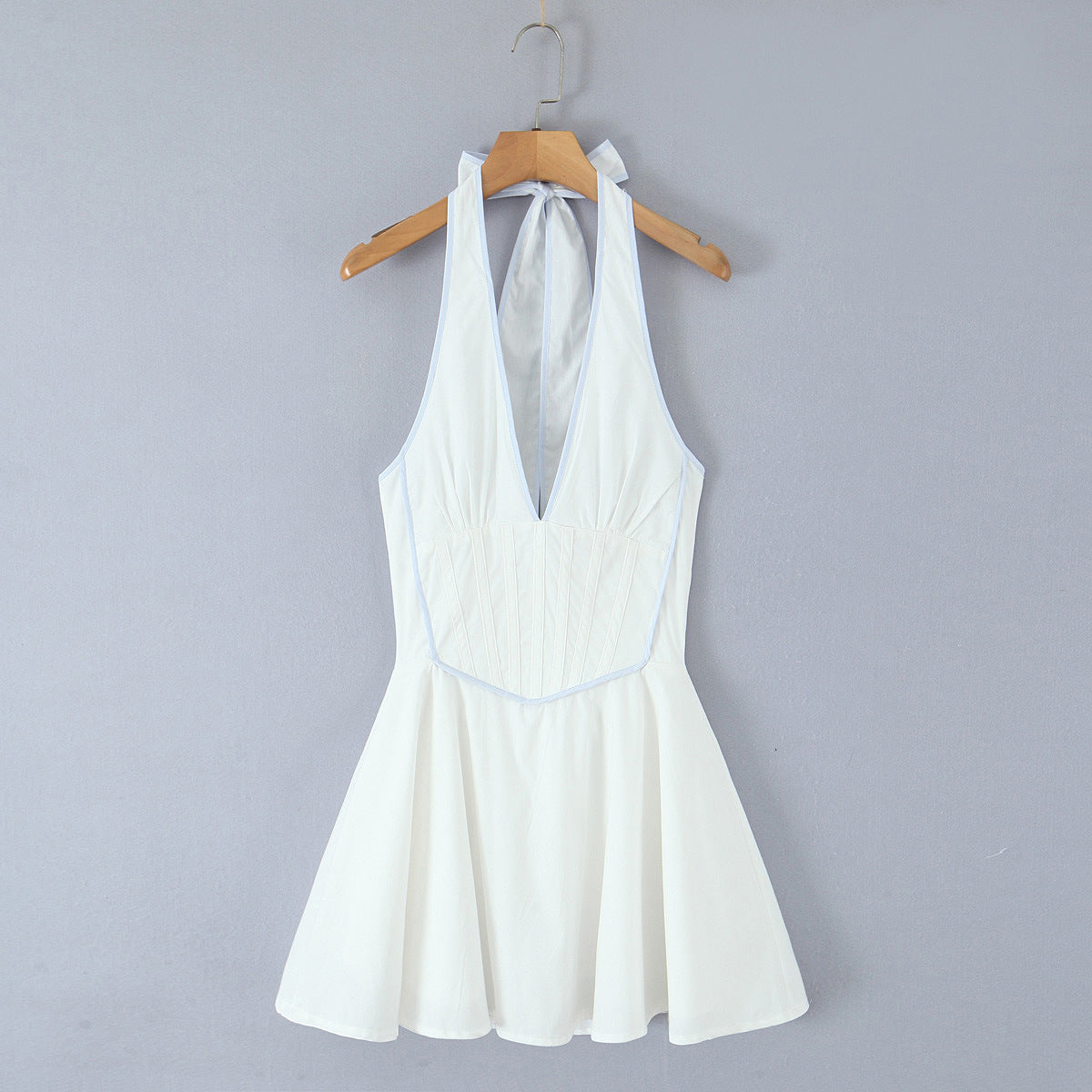 Tie-Neck Waist-Cinching Dress