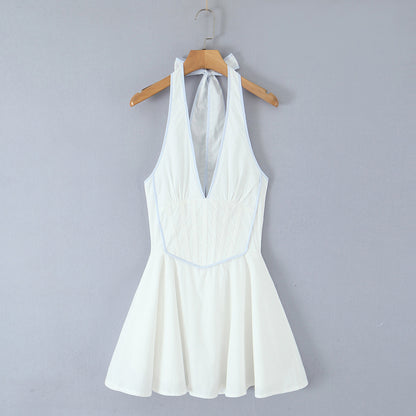 Tie-Neck Waist-Cinching Dress
