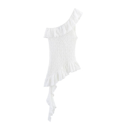 Asymmetric Lace Top + Skirt Set for Women