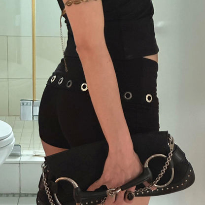 Hollow out autumn versatile low waist shorts for women
