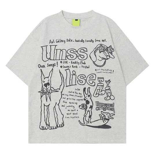 Short Sleeve T-Shirt Unisex Summer Loose Fit Couple Half Sleeve
