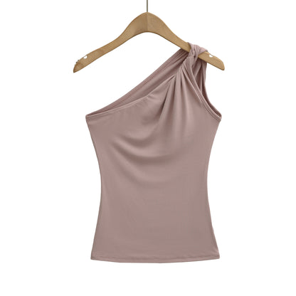 Single sided off shoulder slim fit vest