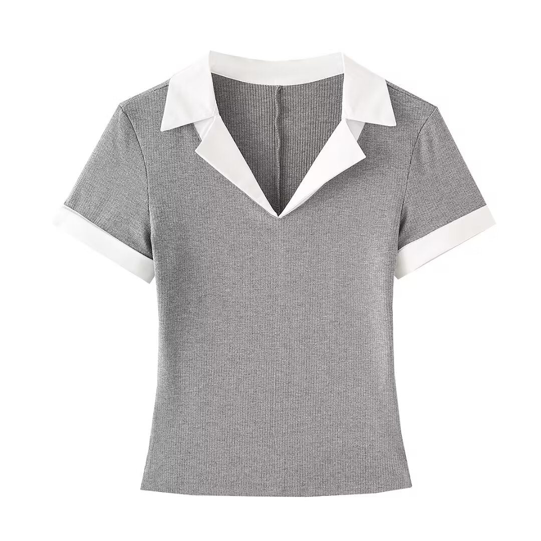 V-Neck Short Sleeve Slim T-Shirt