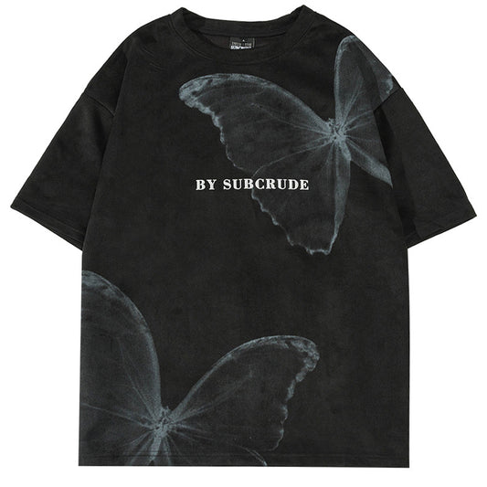 Men's Letter Print Oversize  Unique Couple Short Sleeve T-Shirt