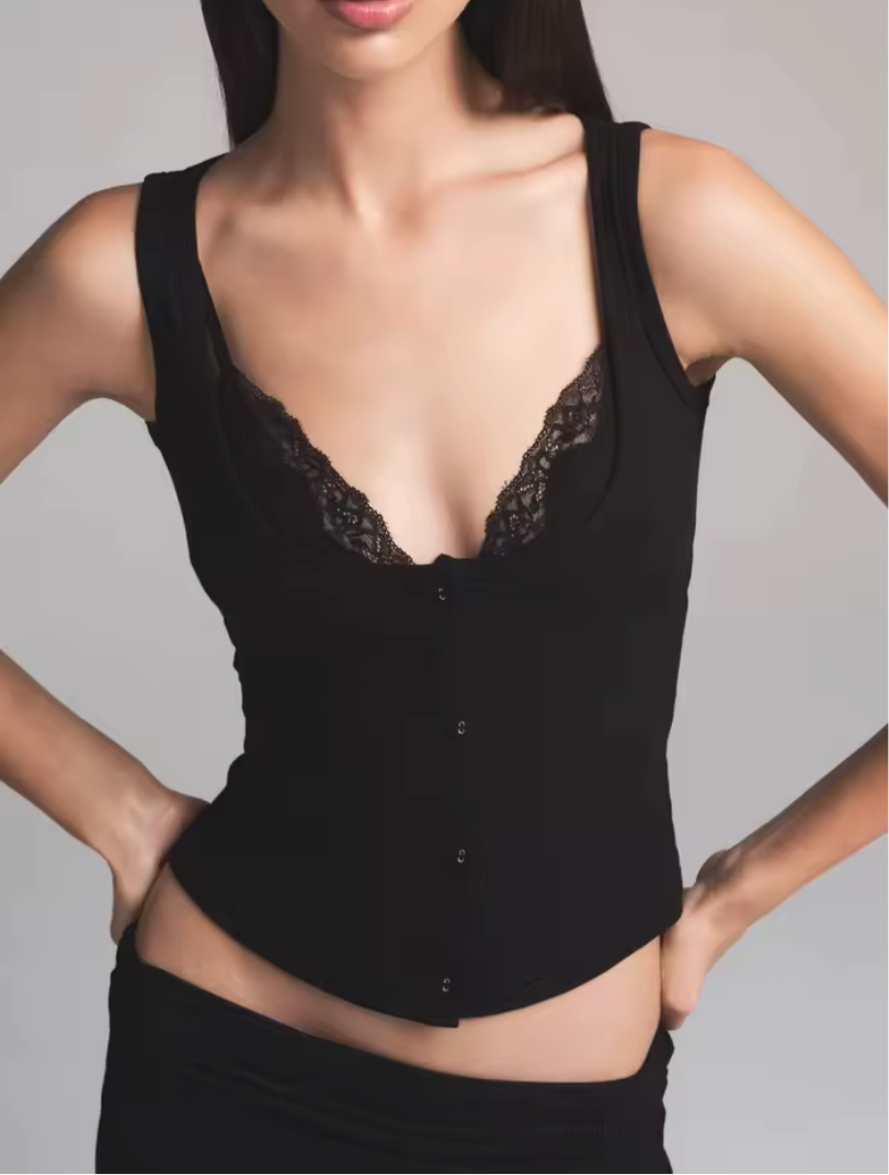 Sexy and Slim Lace Splicing Top