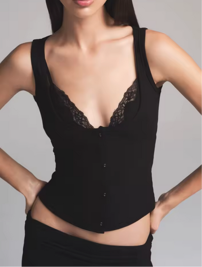 Sexy and Slim Lace Splicing Top