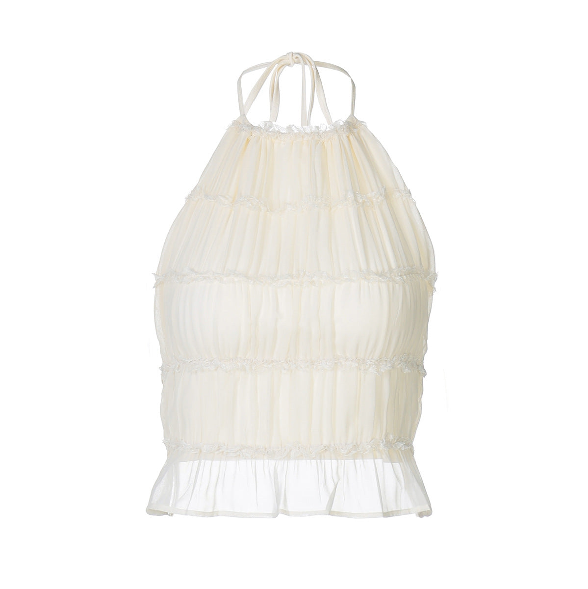 Backless Pleated Tie Crop Top for Women