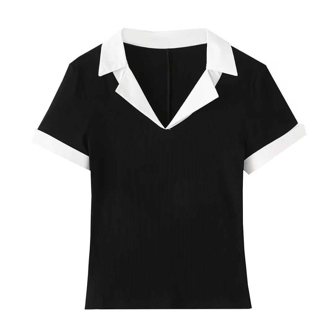 V-Neck Short Sleeve Slim T-Shirt