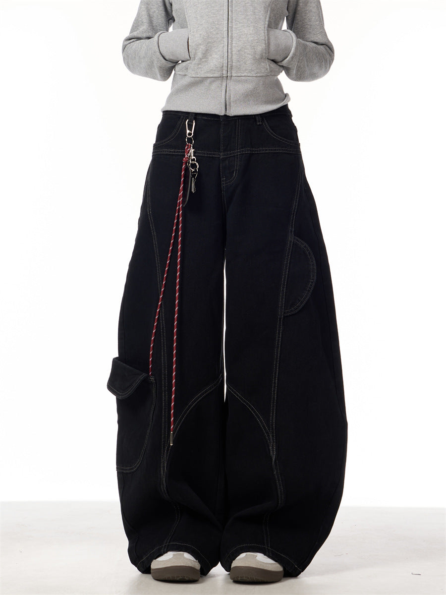 Vintage burgundy curved knife jeans for women