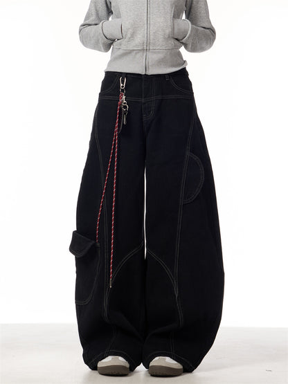 Vintage burgundy curved knife jeans for women