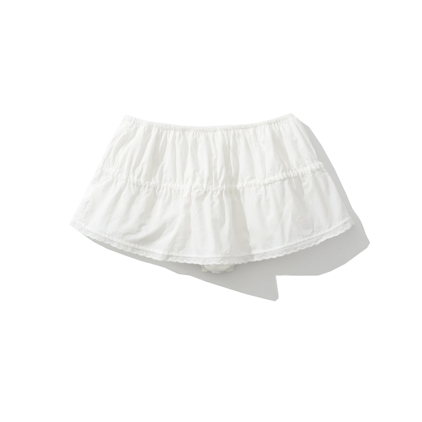 Women's Clothing Lace Trim Bow Drawstring Top + Short Skirt Pants