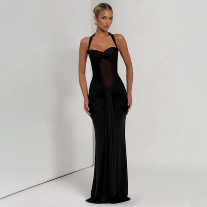 Sexy Charm Off-the-Shoulder Spliced Shirred Women's Dress