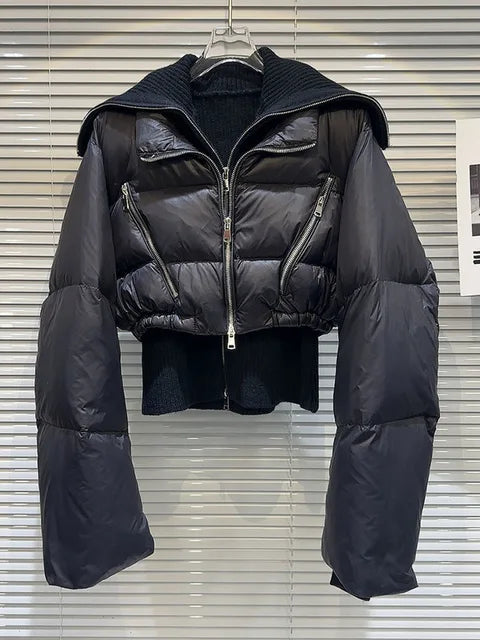 Fashion New Items Women's Suits Sleeveless Knitted Vest Turn-down Collar Zipper Warm Coat Set Female