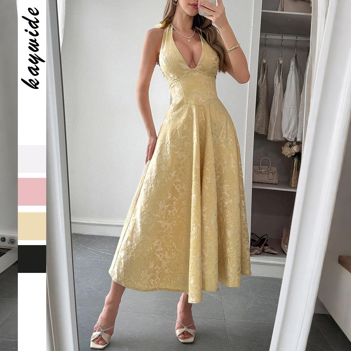 Elegant and Charming Off-the-Shoulder Waist-Cinching Long Dress for Women